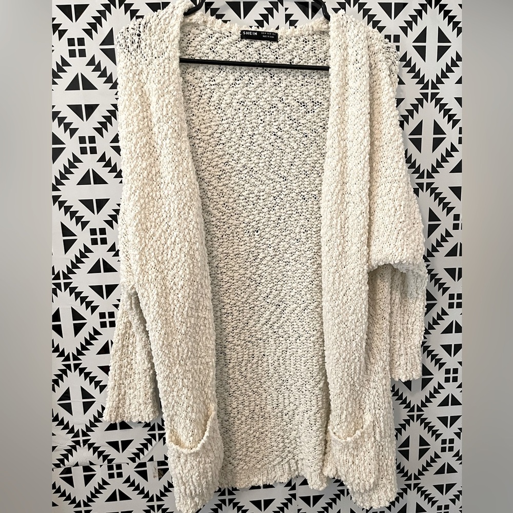 SHEIN off white popcorn cardigan